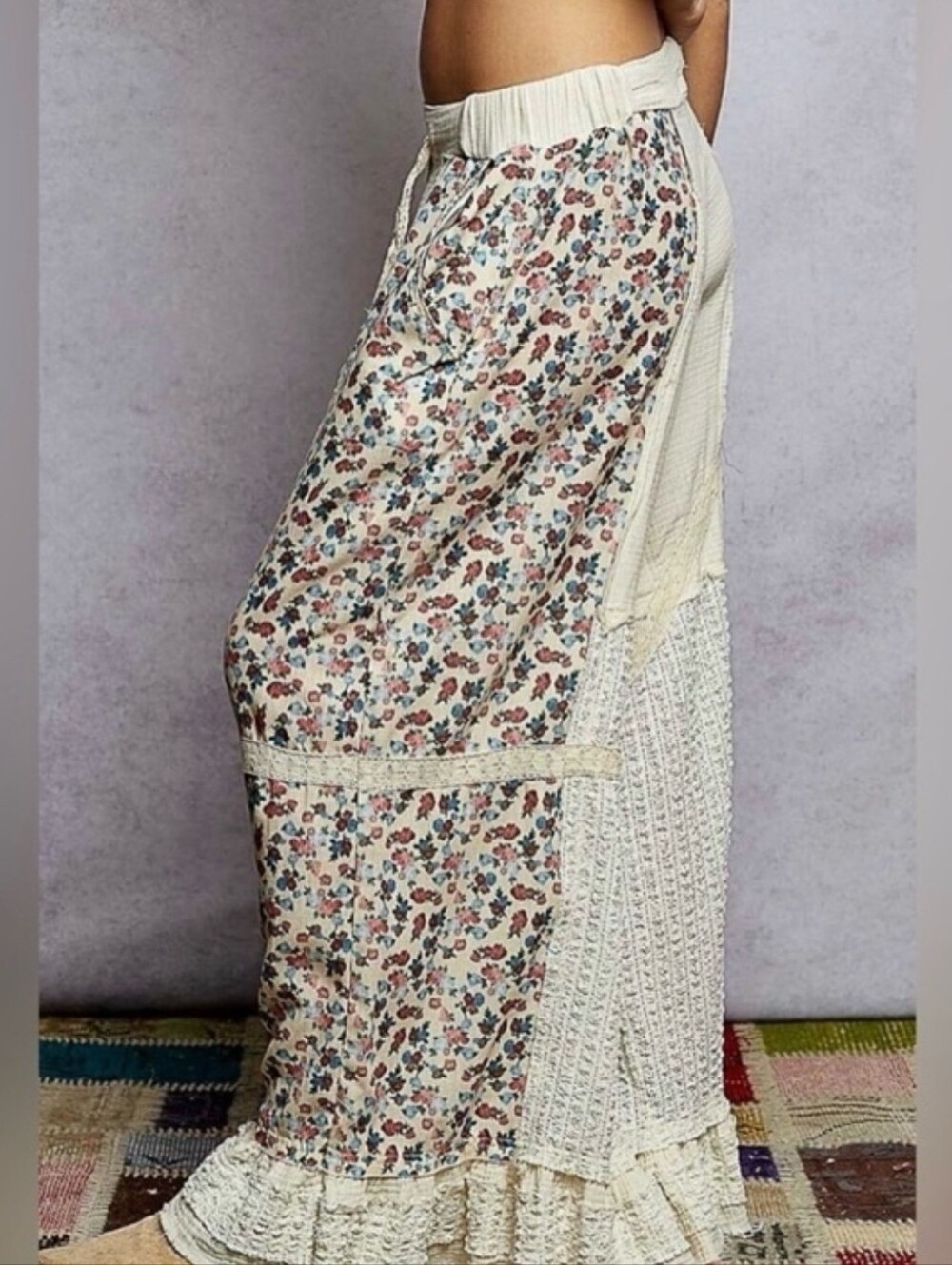 POL " Moonlit Patchwork " Ruffle Pants - Size Small - Picture 3 of 5